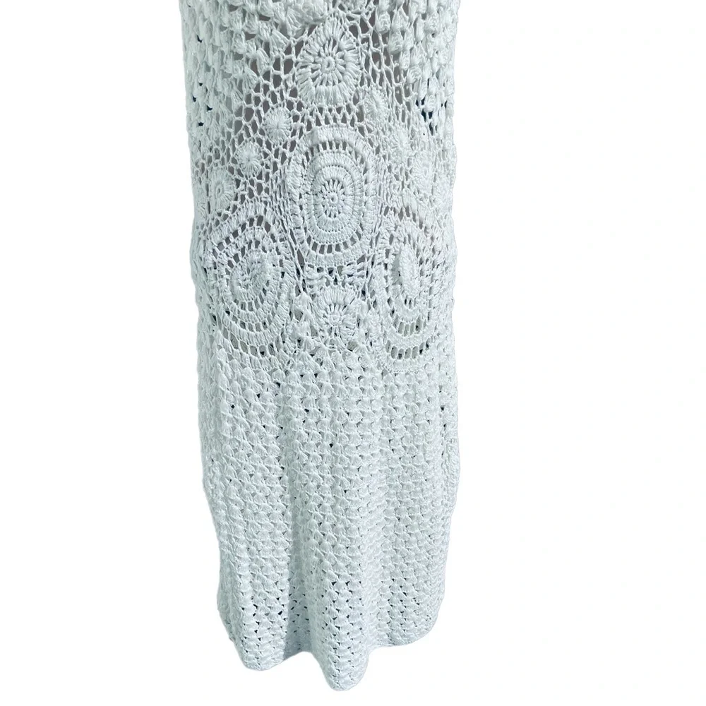✌🏻sold✌🏻FLOOK. Crochet Boho Cover Up Dress Size Medium Short Mini - Picture 9 of 15